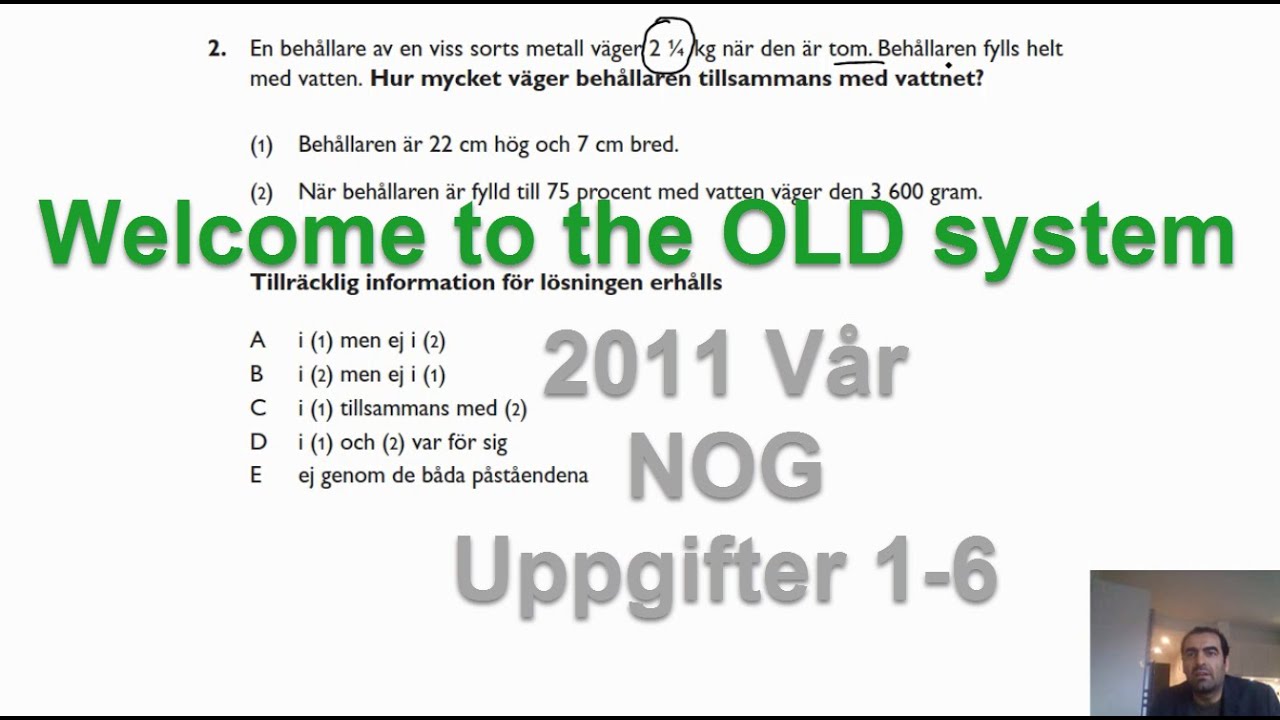 110_Lösningsförslag på 2011 Vår, NOG, 1-6 uppgifter. Högskoleprovet - KVANTITATIV - kurs.
