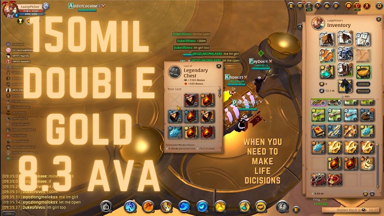 Albion 2x legendary Gold chest at 8.3 ava YouTube