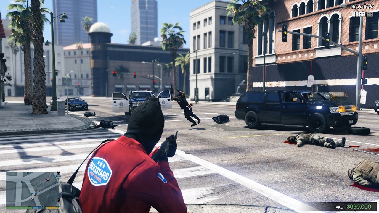 GTA V The Vangelico Heist + Epic 5 Star Cop Chase Escape [PEV] - YouTube