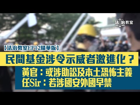 【法治教室EP12精華版】民間基金涉令示威者激進化？ 黃汝榮：或涉助訟及本土恐怖主義 任達榮：若涉國安外國早禁