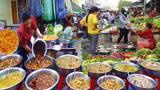 Популярный камбоджийский ужин и рыночная еда: суп, жареная еда и многое другое