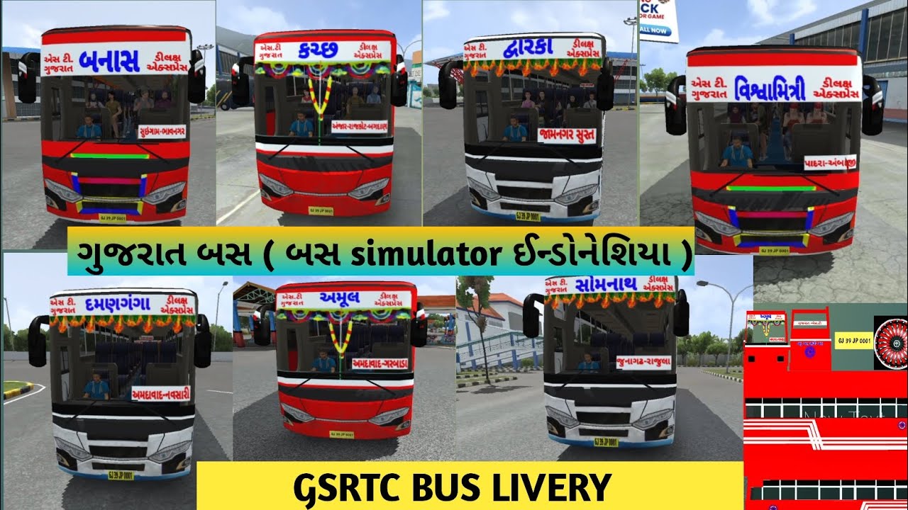 GSRTC Bus Livery Add in Bus Simulator Indonesia | Gujarati Bus Skin Mod 