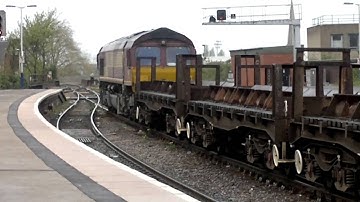 DBS ews class 66177 steel coils at Gloucester 13/04/2011