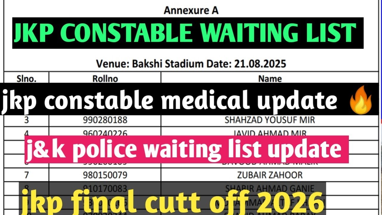 Jkp constable waiting list /jkp medical update 🔥/jkp waiting list update 🔥