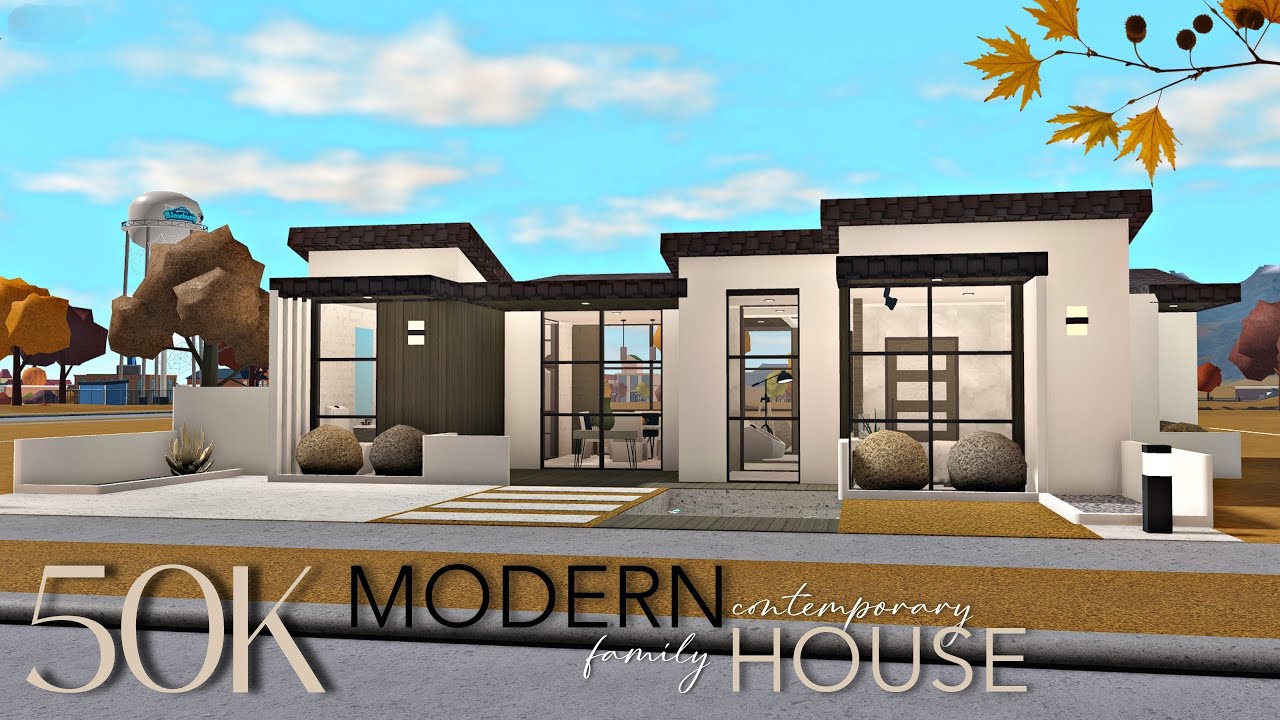 BLOXBURG: 50K MODERN CONTEMPORARY FAMILY HOUSE | NO-GAMEPASS - YouTube