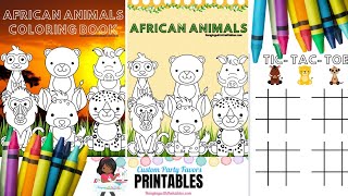 FREE AFRICAN ANIMALS COLORING PAGES & Activity