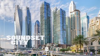 Dubai Skyline Soundset City a beauty destination and a nice place at the Marina (4K)