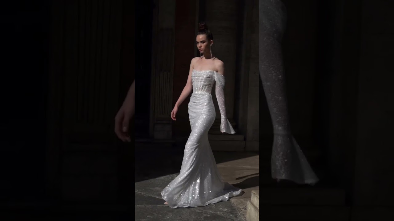 Glitter Wedding Dress Gracia with sleeves| Dell'Amore Bridal