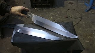 Forging a Bowie knife set, part 1, forging the blades.