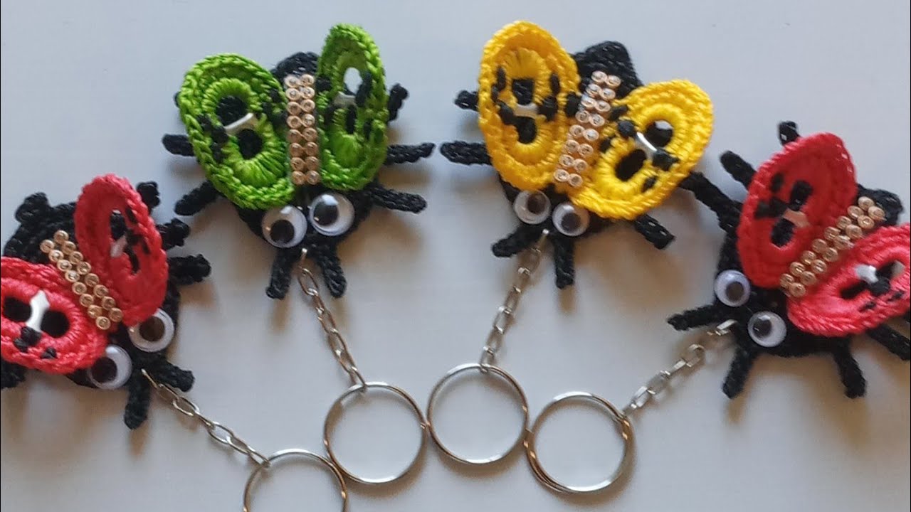 CHAVEIRO DE CROCHÊ JOANINHA COM LACRE 🐞 - Valdenete crochê artes e reciclagem