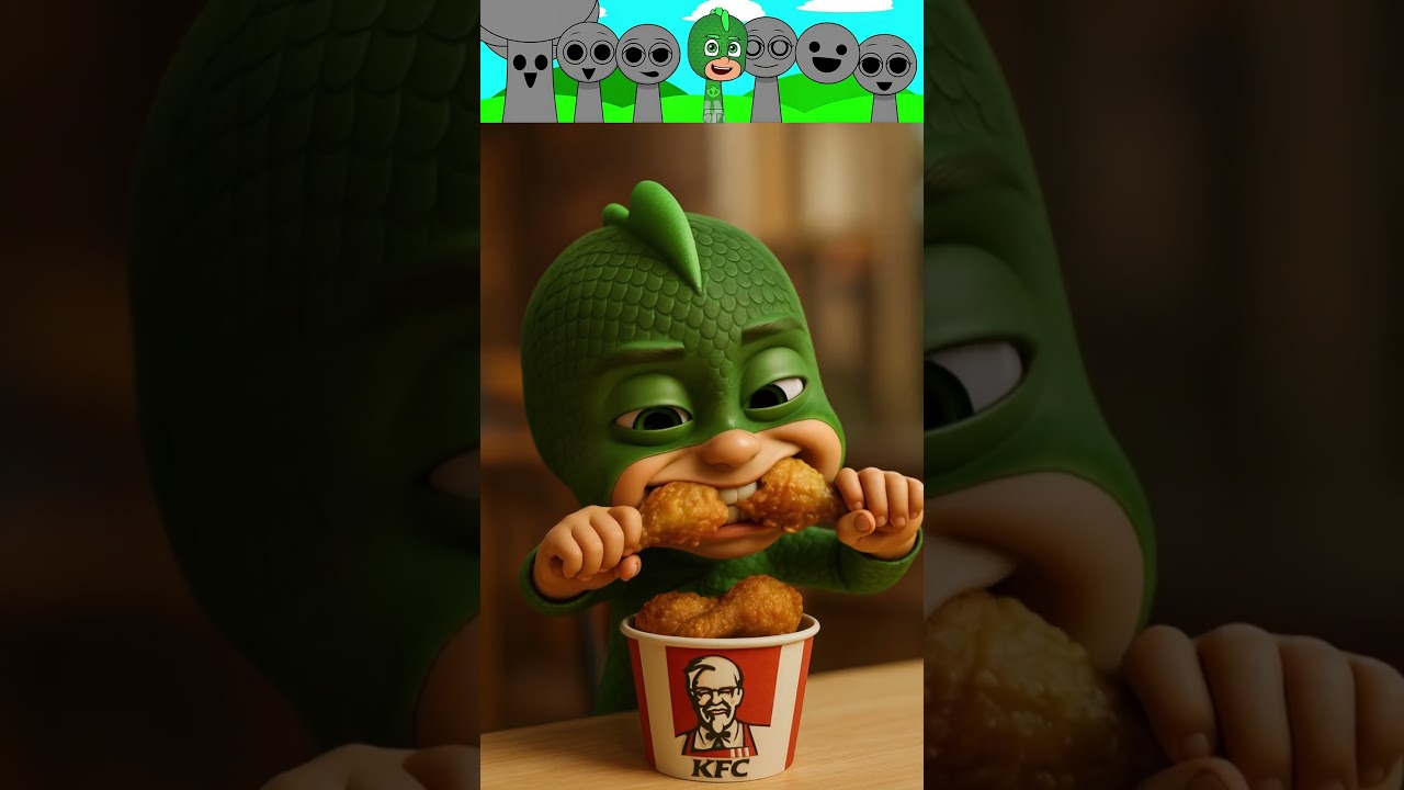 🍿 PJ Masks Gekko Sprunki OC Phase 4 Eating Double leg Piece challenge!🍗😎