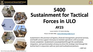 AY23 S400 Voiceover (Howard)
This is an overview of S400: Sustainment for Tactical Forces in ULO. Please note that this course follows Unified Land Operations. It was published before the new FM 3-0 came out earlier this month (October 2022). Changes may follow in the future, but please observe that for assessment purposes you will not need an understanding of any changes that may or may not apply to sustainment under the Multidomain Operations or MDO construct. The content of this video does not necessarily reflect the opinions or policies of the U.S. Army or the Department of Defense. #cgsc #army #sustainment
FM 4-0 Sustainment Video: https://www.youtube.com/watch?v=ltZ-mI4ubjw
ADP 4-0 Video: https://www.youtube.com/watch?v=xpt0uwHfJAA AY23 S400 Voiceover (Howard)
