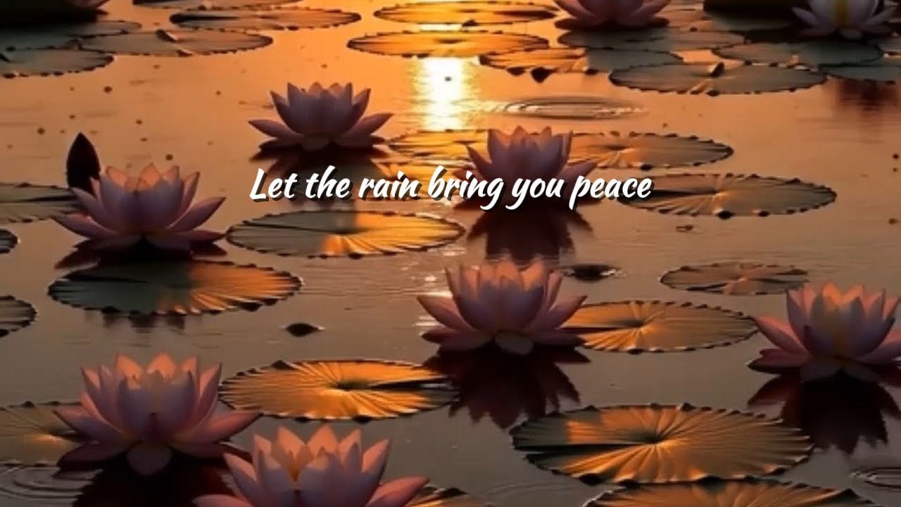 1 Hour Floating Lotus in Gentle Rain 🌧️ Sunset Calm for Sleep & Relaxation