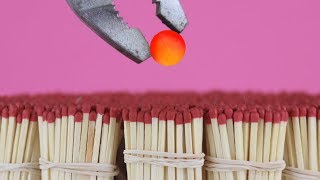 EXPERIMENT 1000 degree Mini METAL BALL vs MATCHSTICKS