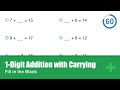 Beat Your Best Time — 1-Digit Addition with Carrying | Fill in the Blank - 100 Problems