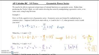 AP Calculus BC 9 9 Notes Ex 1