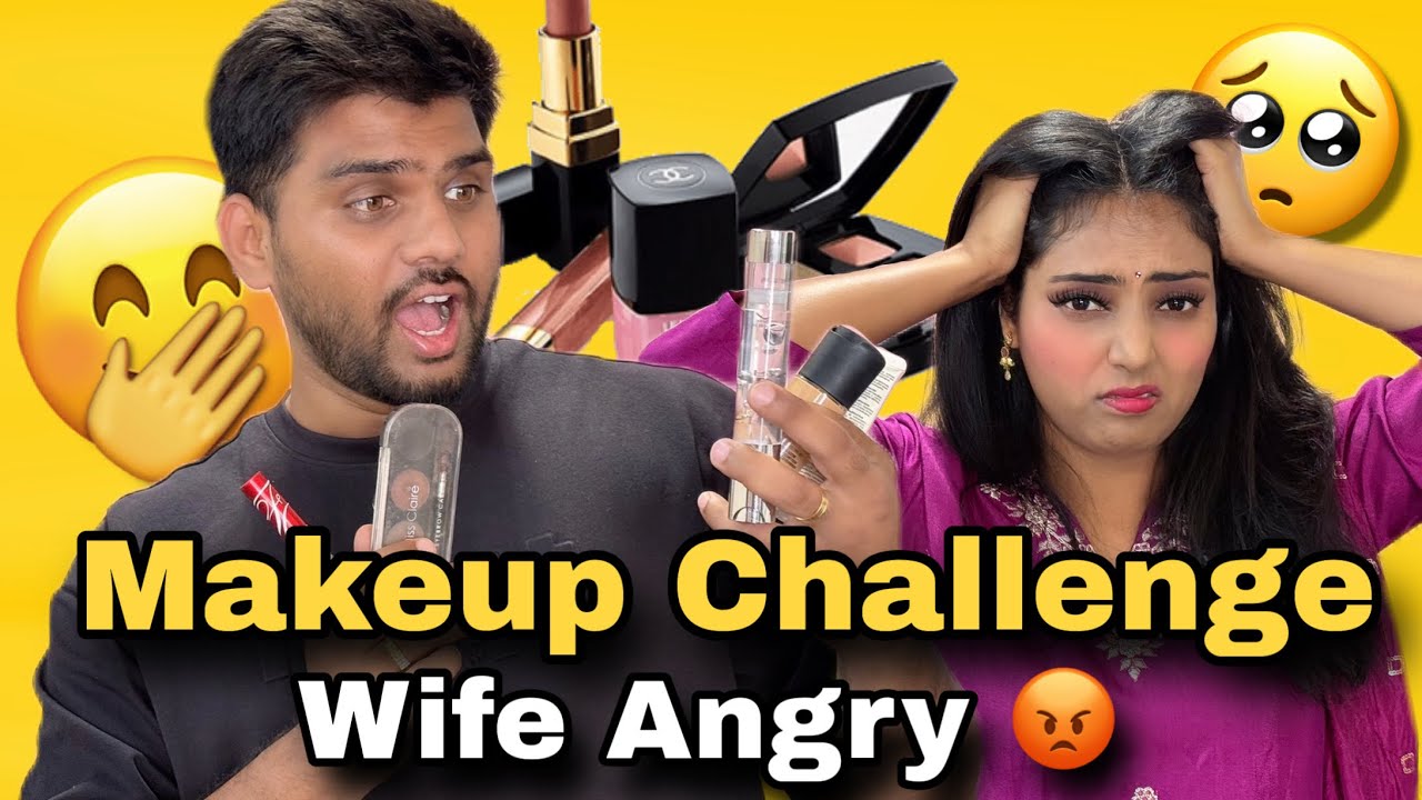 MakeUp Challenge On Wife Gone Wrong ❌😥 Wife Got Angry 😡😨 