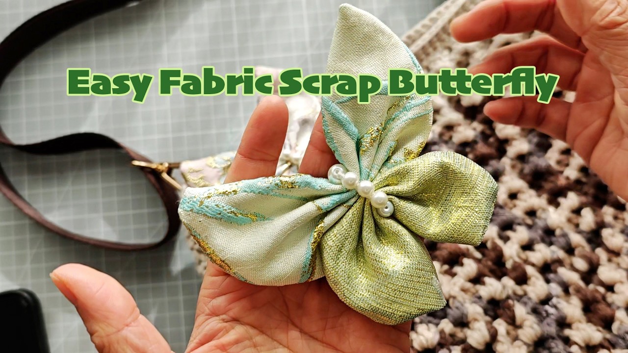 LOTバタフライ122ハンドメイド Easy Fabric Scrap Butterfly Tutorial - YouTube