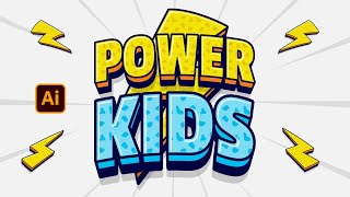 Create Comic Style 3D Text Effect in Illustrator - Power Kids Text Effect