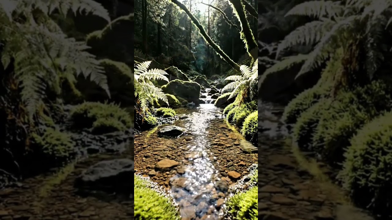 Peaceful Forest River Between Mossy Rocks 🌿💧 | Nature Shorts 