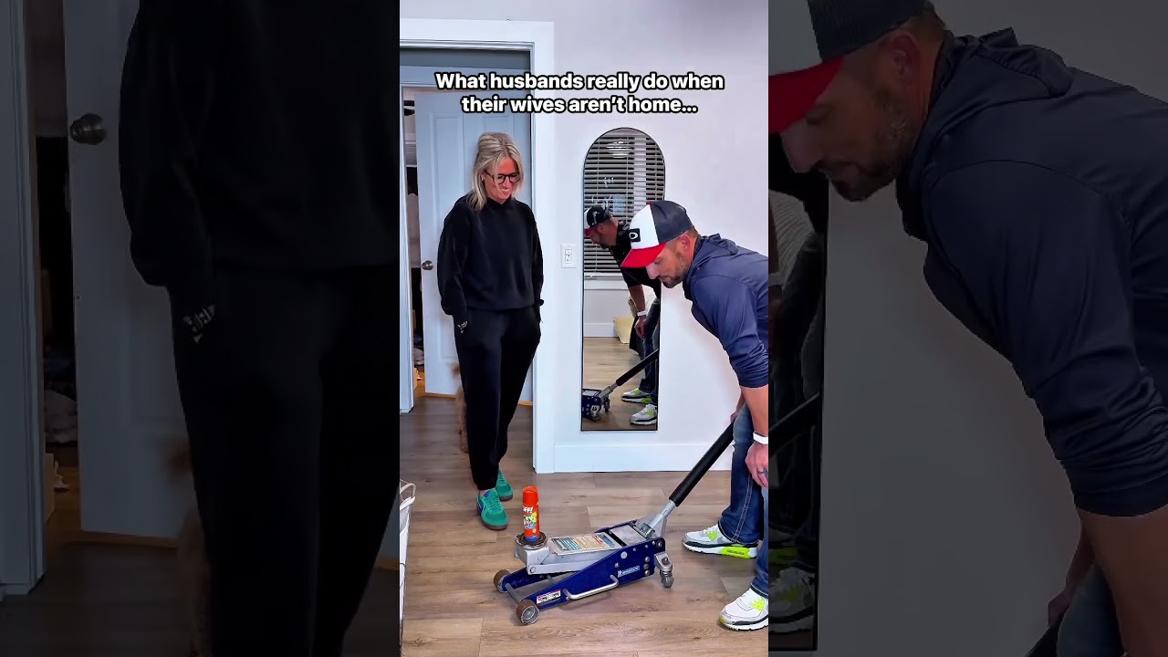 Not exactly what she thought she’d see when she got home…🤣 #funny #marriedlife #couplesgoals