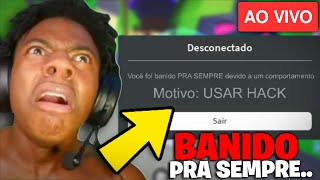 Ele foi BANIDO AO VIVO por usar HACK no ROBLOX..