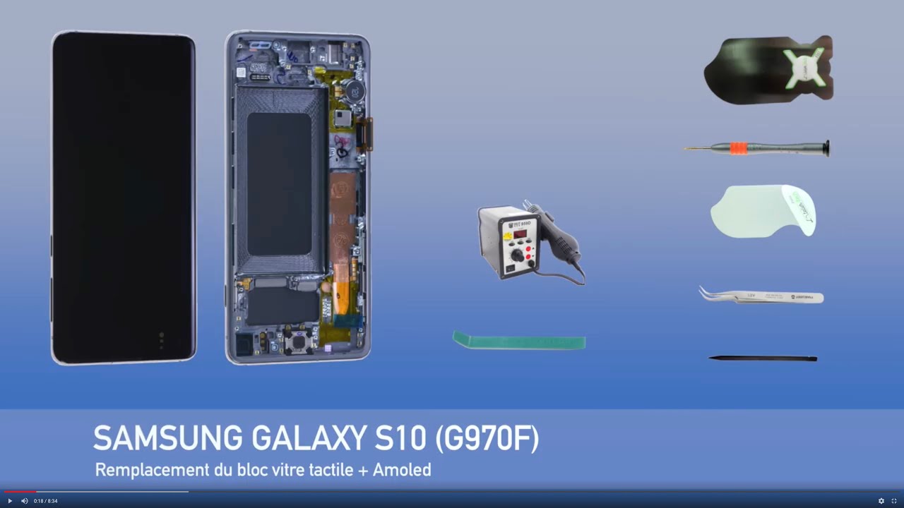 tutoriel : remplacer le bloc écran du samsung Galaxy s10 - YouTube