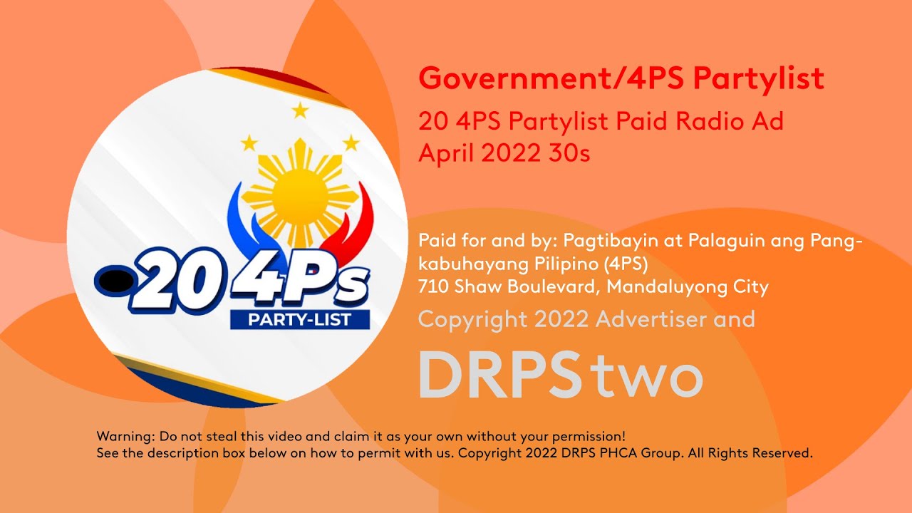 4PS Partylist Paid Radio Ad April 2022 30s YouTube