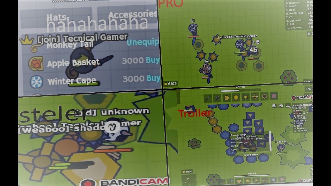 Moomoo.io Noob Vs Gold stealer and Troller Vs PRO Funny Moments