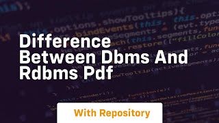difference between dbms and rdbms pdf