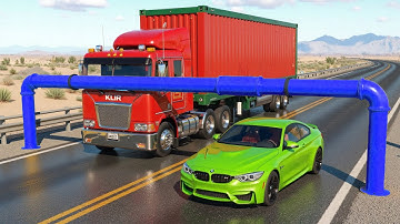 Cars vs Pipeline Trap Challenge #2 in BeamNG Drive!