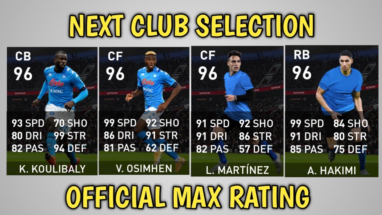 NEXT CLUB SELECTION PES 2021 MOBILE MONDAY 12 APRIL 2021