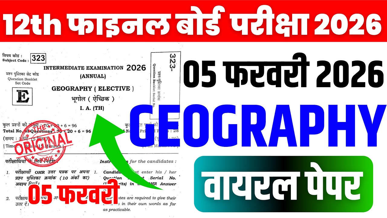 Class 12 Geography VVI Objective Questions Answer 2026 | 12 Geography Important Question Bihar Board