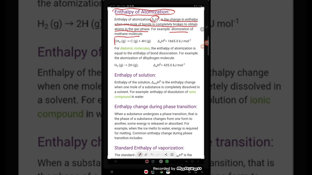 enthalpy of atomization
