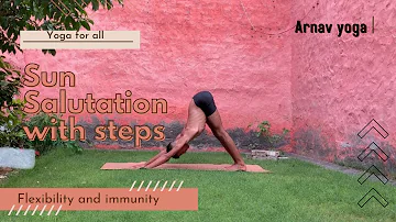 Sun Salutation - Surya Namaskar for Beginners & Advanced with steps