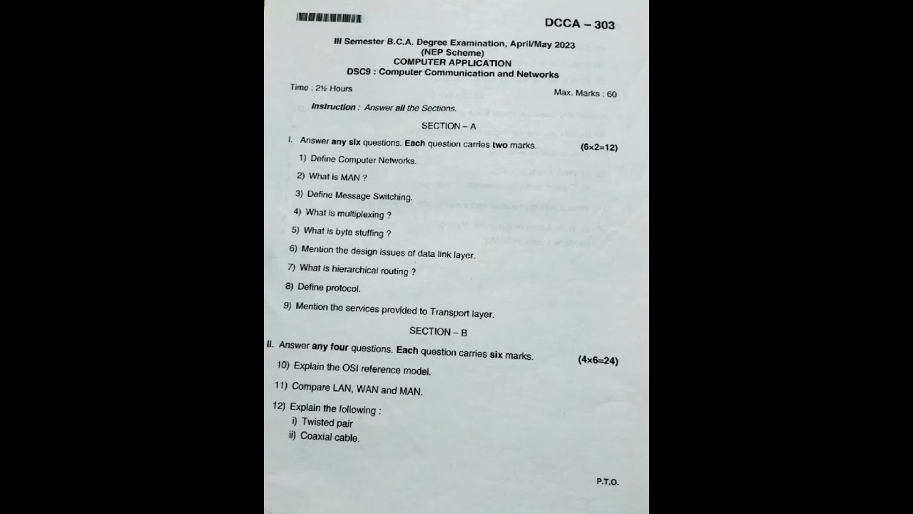 Computer Communication and networks (NEP) 3rd semester  BCA 2023 