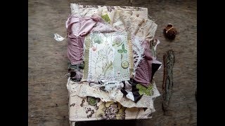 (Sold) Grungy Boho Botanical Junk Journal "Gorgeous Red Clover" Flip through