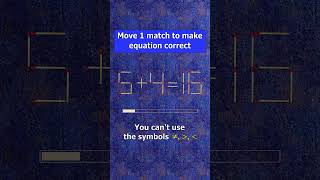 Fix the equation 5 4=16 by moving 1 stick #shots #puzzles #logicpuzzles #mathspuzzle #hindipuzzles