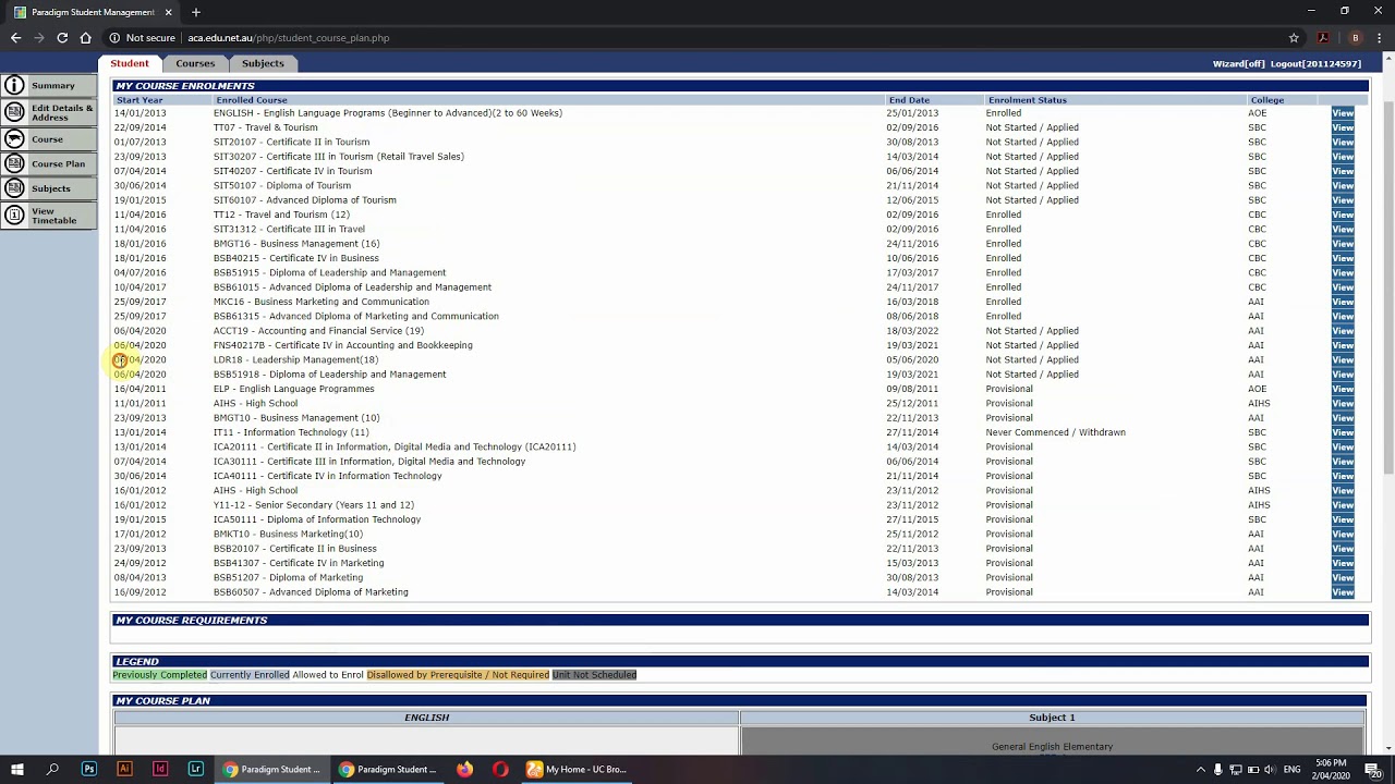 Tutorial: Vocational Course Enrolment