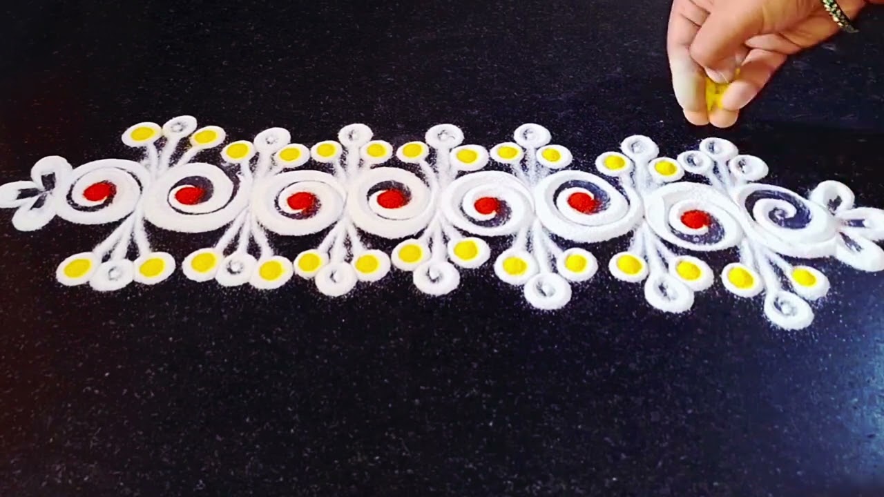 💥3 EASYBEAUTIFULBORDER RANGOLI #doorrangoli#dailyrangoli#border rangoli #festivalrangoli#rangoli 