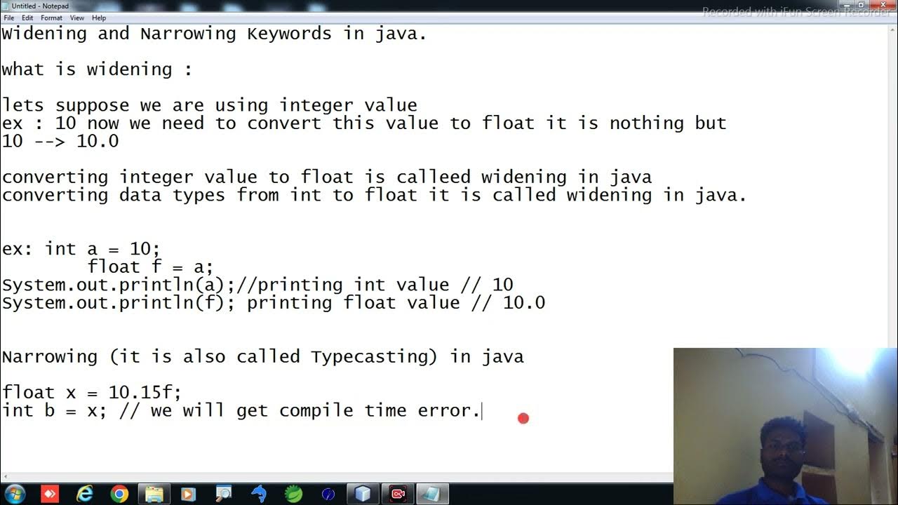 Widening And Narrowing(Type Casting)In Java || Core Java (1) - YouTube