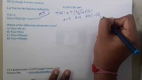 GATE CSE 1997 Q ||Algorithms || GATE Insights Version: CSE