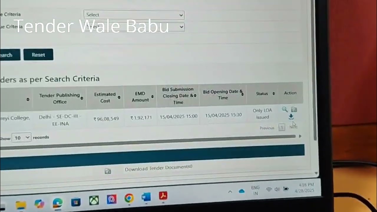how to check CPWD tender status Without Login. others contractor rates