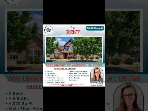 206 Linmont St, Madison, AL home video tour