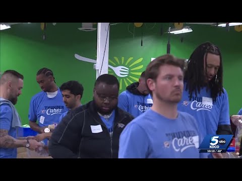 OKC Thunder give back to community volunteer at Regional Food Bank of Oklahoma