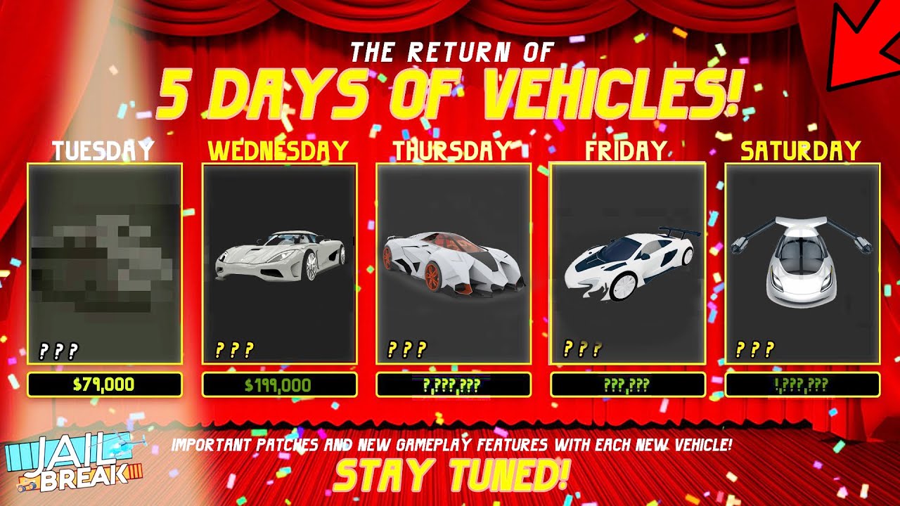 5 Days Of Vehicle Update Is HERE! Roblox Jailbreak Update Events