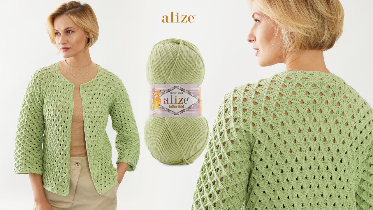 Вяжем весенний кардиган с пряжей Alize Cotton Gold