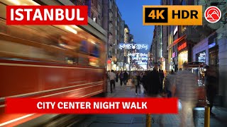 HDR Istanbul 2023 Istiklal Street City Center Nightlife Walking Tour|4k 60fps