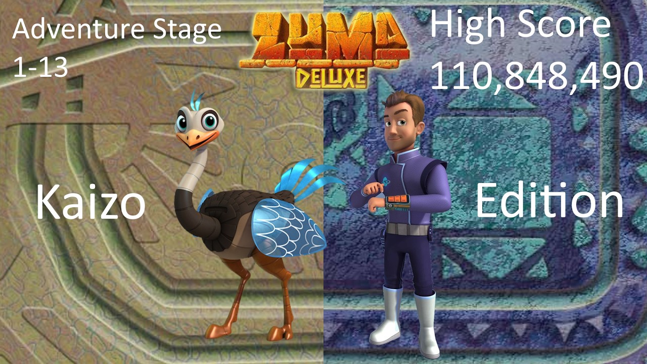 Zuma Deluxe All Adventure Stages 1-13 High Score 110,848,490 Kaizo Edition