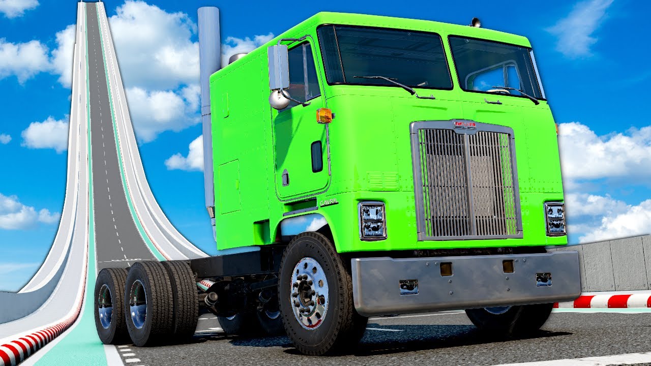 Hitting a MEGA RAMP in SEMI TRUCKS! (BeamNG)